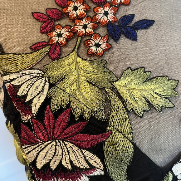 Bardot Black Embroidered Floral Sheath Dress | Mesh Overlay Cocktail - Picture 8 of 13